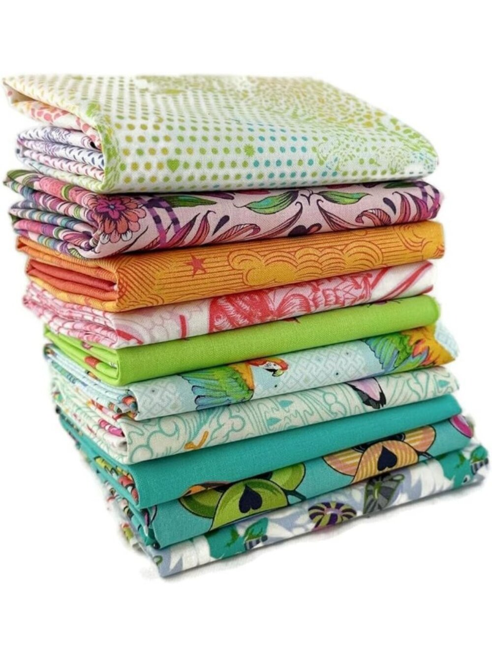 10-Piece Fat Quarter Bundle - Colorful Quilting Fabric Cuts for DIY Projects